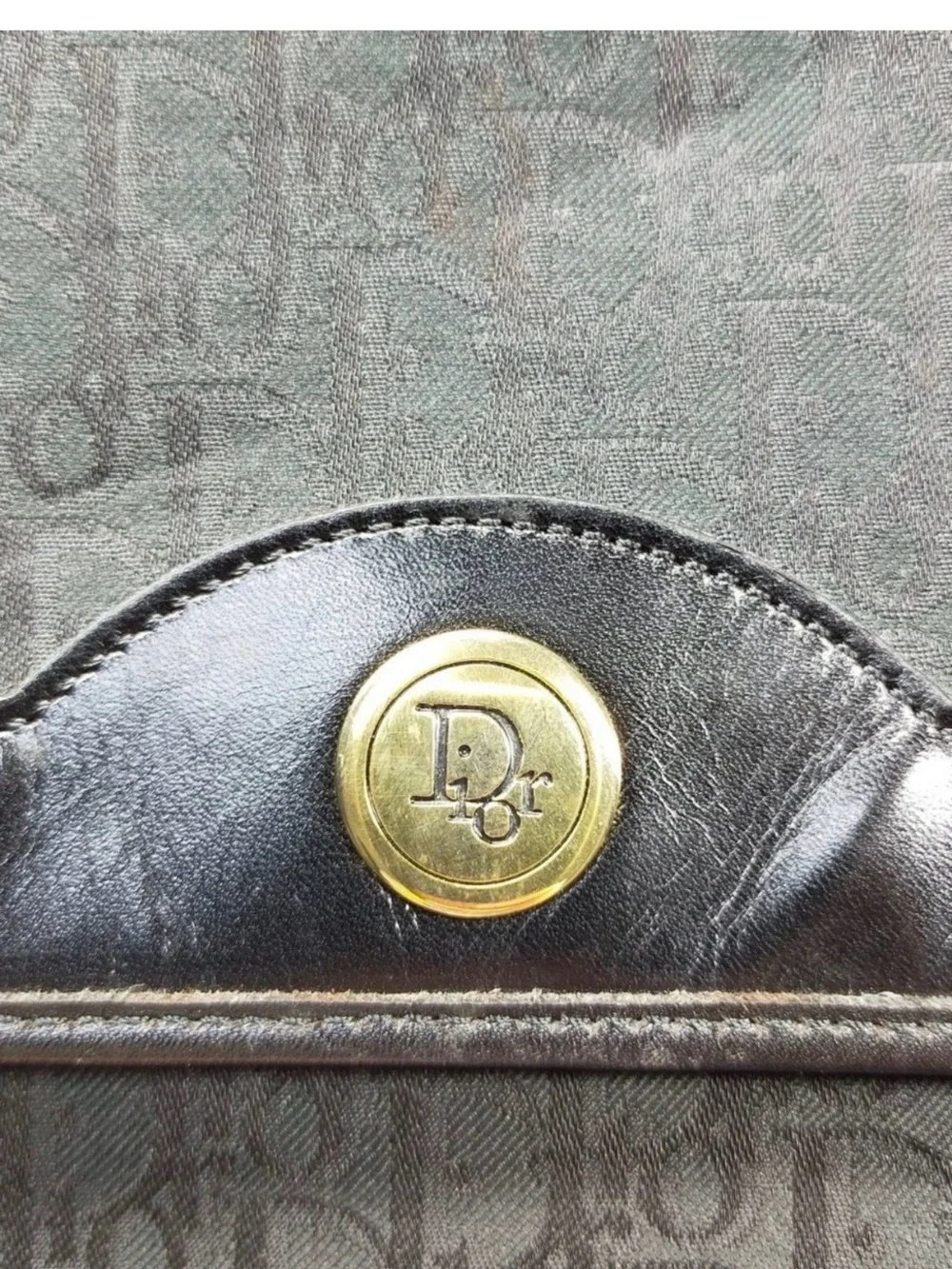 Dior Black Monogram Tote with Gold Plaque